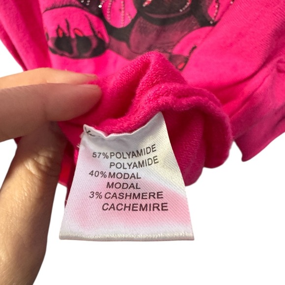 Cherry Bloom Paris Pink Dog Rhinestone Sweatshirt Dress cashmere blend size‎ L - Picture 4 of 4